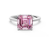 White gold Fancy Pink Asscher  Cut Solitaire Engagement Ring with Four-Prong Setting and Classic Band_17