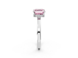 White gold Fancy Pink Asscher  Cut Solitaire Engagement Ring with Four-Prong Setting on a Classic Band_2