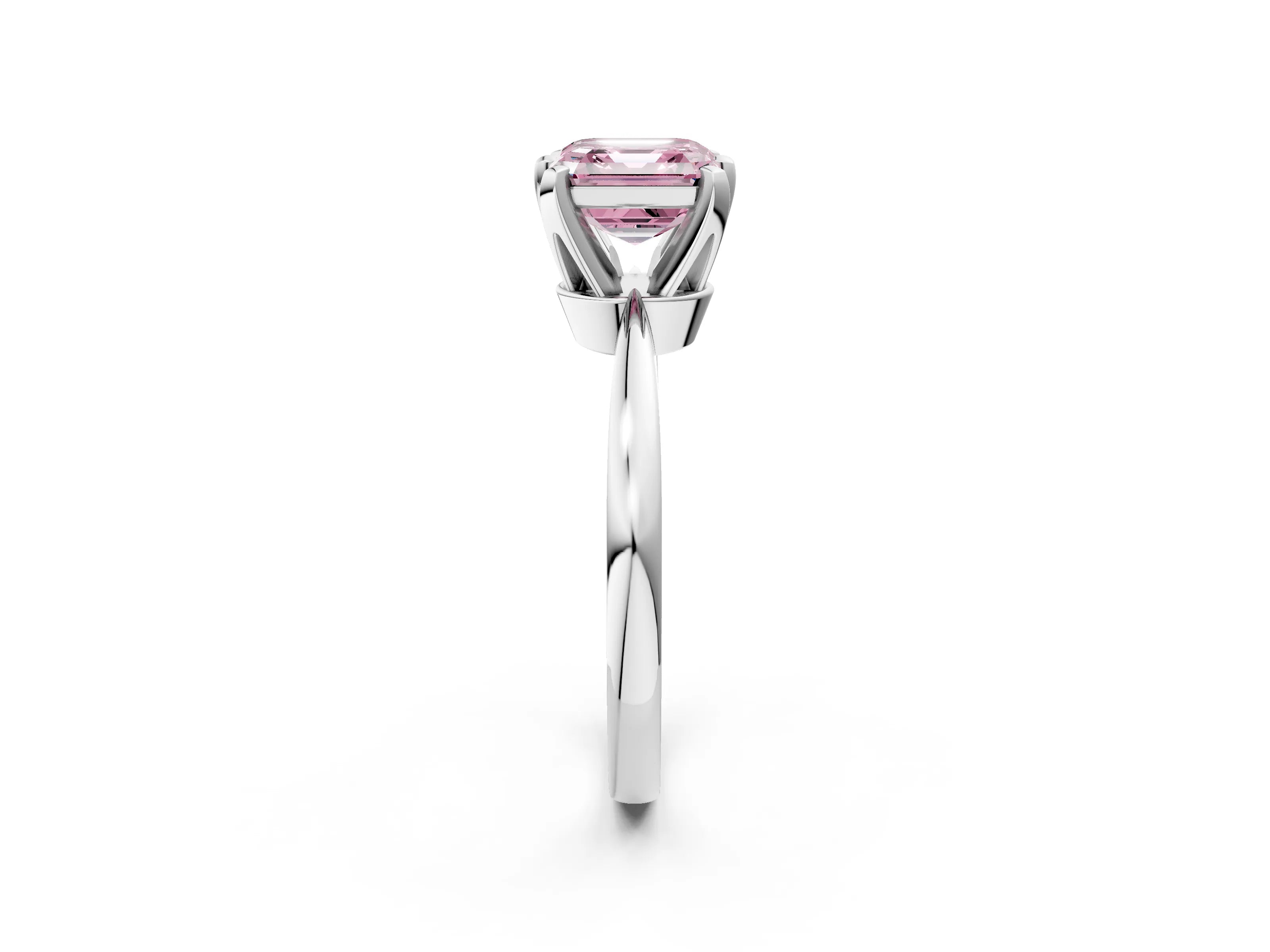 White gold Fancy Pink Asscher Cut Solitaire Engagement Ring with Six-Prong Setting and Tapered Band_2