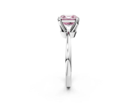 White gold Fancy Pink Asscher Cut Solitaire Engagement Ring with Six-Prong Setting and Tapered Band_2