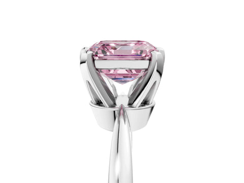 White gold Fancy Pink Asscher Cut Solitaire Engagement Ring with Six-Prong Setting and Tapered Band_5