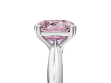 White gold Fancy Pink Asscher  Cut Solitaire Engagement Ring with Tapered Band and Four-Prong Setting 5