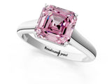 White gold Fancy Pink Asscher Cut Solitaire Engagement Ring with Tapered Band and Four-Prong Setting_16