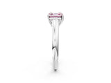 White gold Fancy Pink Asscher Cut Solitaire Engagement Ring with Tapered Band and Four-Prong Setting_17