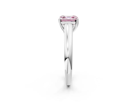 White gold Fancy Pink Asscher Cut Solitaire Engagement Ring with Tapered Band and Four-Prong Setting_17