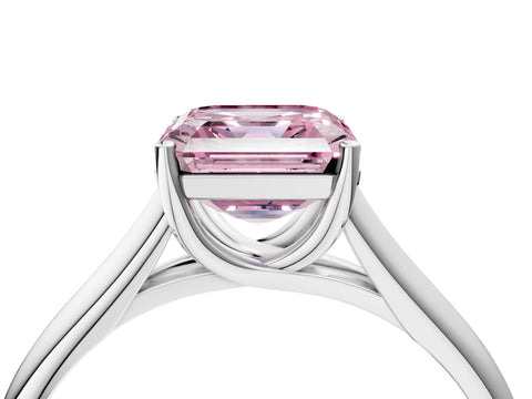 White gold Fancy Pink Asscher Cut Solitaire Engagement Ring with Tapered Band and Four-Prong Setting_19