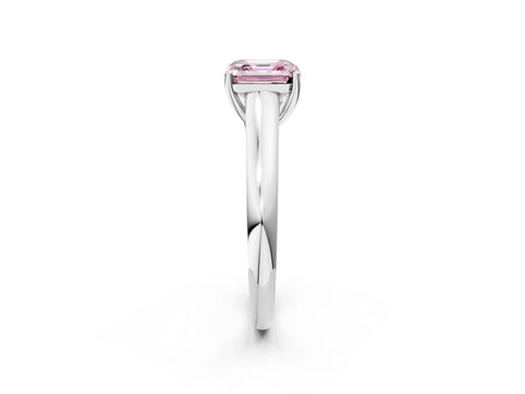 White gold Fancy Pink Asscher Cut Solitaire Engagement Ring with Tapered Band and Four-Prong Setting_5