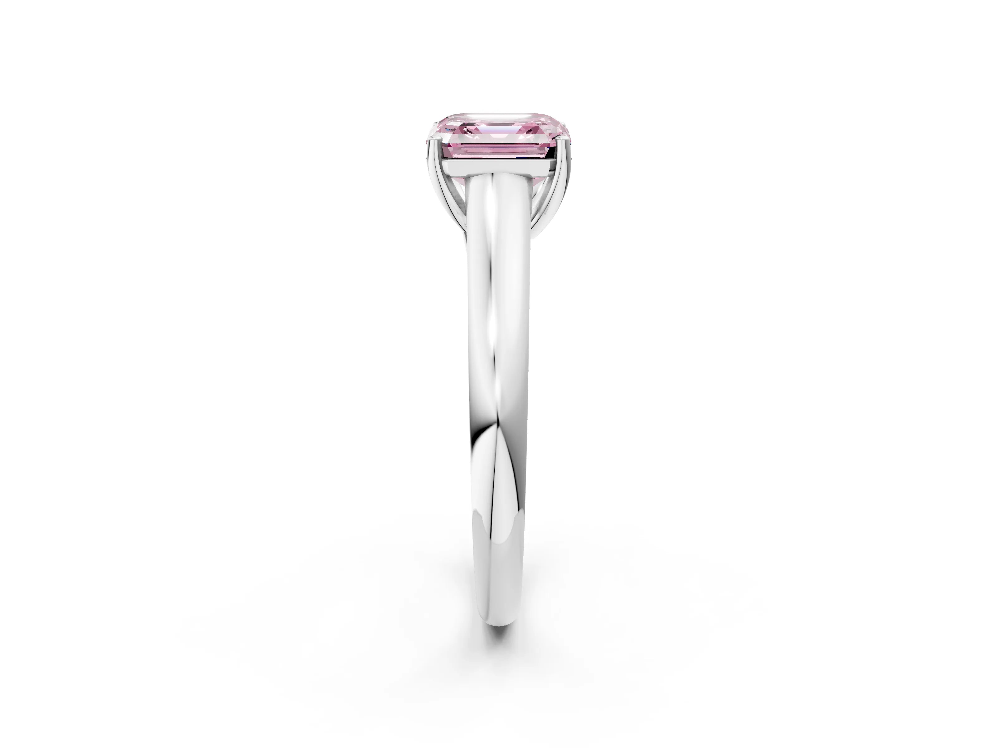White gold Fancy Pink Asscher Cut Solitaire Engagement Ring with Tapered Band and Four-Prong Setting_5