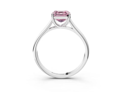 White gold Fancy Pink Asscher Cut Solitaire Engagement Ring with Tapered Band and Four-Prong Setting_6