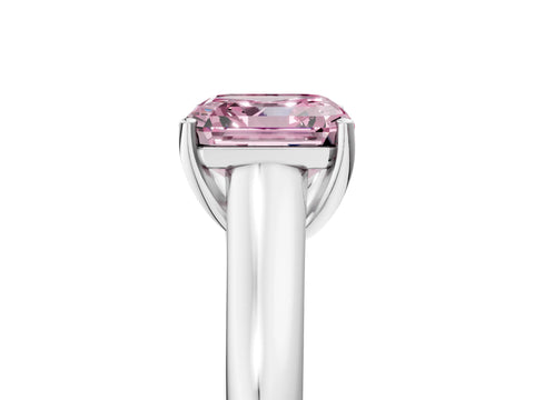 White gold Fancy Pink Asscher Cut Solitaire Engagement Ring with Tapered Band and Four-Prong Setting_8