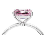 White gold Fancy Pink Asscher  Cut Solitaire Engagement Ring with Thin Band and Four-Prong Setting_24