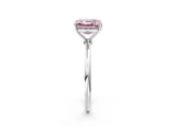 White gold Fancy Pink Asscher  Cut Solitaire Engagement Ring with Thin Band and Four-Prong Setting_27