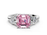 White gold Fancy Pink Asscher  Cut Solitaire Floral Diamond Ring with Four-Prong Setting_10