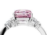 White gold Fancy Pink Asscher  Cut Solitaire Floral Diamond Ring with Four-Prong Setting_10