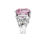 White gold Fancy Pink Asscher  Cut Solitaire Floral Diamond Ring with Four-Prong Setting_11