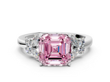 White gold Fancy Pink Asscher  Cut Solitaire Floral Diamond Ring with Four-Prong Setting_27