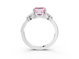 White gold Fancy Pink Asscher  Cut Solitaire Floral Diamond Ring with Four-Prong Setting_30