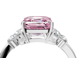 White gold Fancy Pink Asscher  Cut Solitaire Floral Diamond Ring with Four-Prong Setting_38