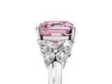 White gold Fancy Pink Asscher  Cut Solitaire Floral Diamond Ring with Four-Prong Setting_5
