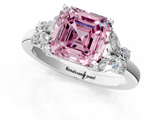 White gold Fancy Pink Asscher  Cut Solitaire Floral Diamond Ring with Four-Prong Setting_7