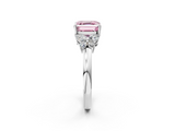 White gold Fancy Pink Asscher  Cut Solitaire Floral Diamond Ring with Four-Prong Setting_8