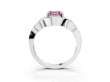 White gold Fancy Pink Asscher Cut Solitaire Intertwined Band Prong Setting Ring_3