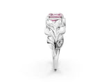White gold Fancy Pink Asscher Cut Solitaire Leaf-Inspired Engagement Ring with Prong Setting_14