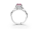White gold Fancy Pink Asscher Cut Solitaire Leaf-Inspired Engagement Ring with Prong Setting_15