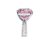White gold Fancy Pink Asscher Cut Solitaire Milgrain Engraved Band with Four-Prong Setting_17