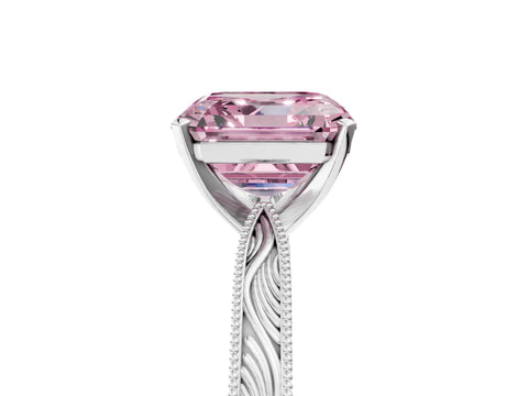 White gold Fancy Pink Asscher Cut Solitaire Milgrain Engraved Band with Four-Prong Setting_17