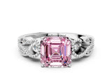 White gold Fancy Pink Asscher Cut Solitaire Milgrain Leaf Band with Prong Setting_13