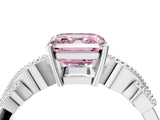 White gold Fancy Pink Asscher Cut Solitaire Milgrain Leaf Band with Prong Setting_16