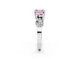 White gold Fancy Pink Asscher Cut Solitaire Milgrain Leaf Band with Prong Setting_2