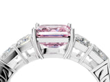 White gold Fancy Pink Asscher Cut Solitaire Princess Side Stone Engraved Band Prong Setting Ring_28