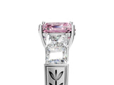 White gold Fancy Pink Asscher Cut Solitaire Princess Side Stone Engraved Band Prong Setting Ring_29