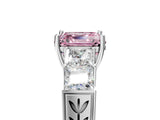 White gold Fancy Pink Asscher Cut Solitaire Princess Side Stone Engraved Band Prong Setting Ring_38