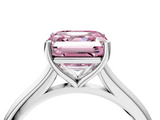White gold Fancy Pink Asscher  Cut Solitaire Ring with Cathedral Band and Four-Prong Setting_4