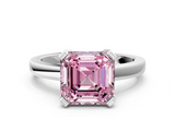 White gold Fancy Pink Asscher  Cut Solitaire Ring with Four-Prong Setting and Classic Band_17