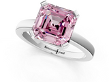White gold Fancy Pink Asscher  Cut Solitaire Ring with Four-Prong Setting and Classic Band_18