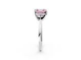 White gold Fancy Pink Asscher  Cut Solitaire Ring with Four-Prong Setting on a Classic Band_2