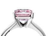 White gold Fancy Pink Asscher  Cut Solitaire Ring with Four-Prong Setting on a Classic Band_4