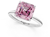 White gold Fancy Pink Asscher  Cut Solitaire Ring with Thin Band and Four-Prong Setting_18