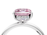 White gold Fancy Pink Asscher  Cut Solitaire Ring with Thin Band and Four-Prong Setting_21