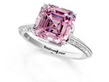 White gold Fancy Pink Asscher Cut Solitaire Split Shank Pave Diamond Engagement Ring with Four-Prong Setting_49
