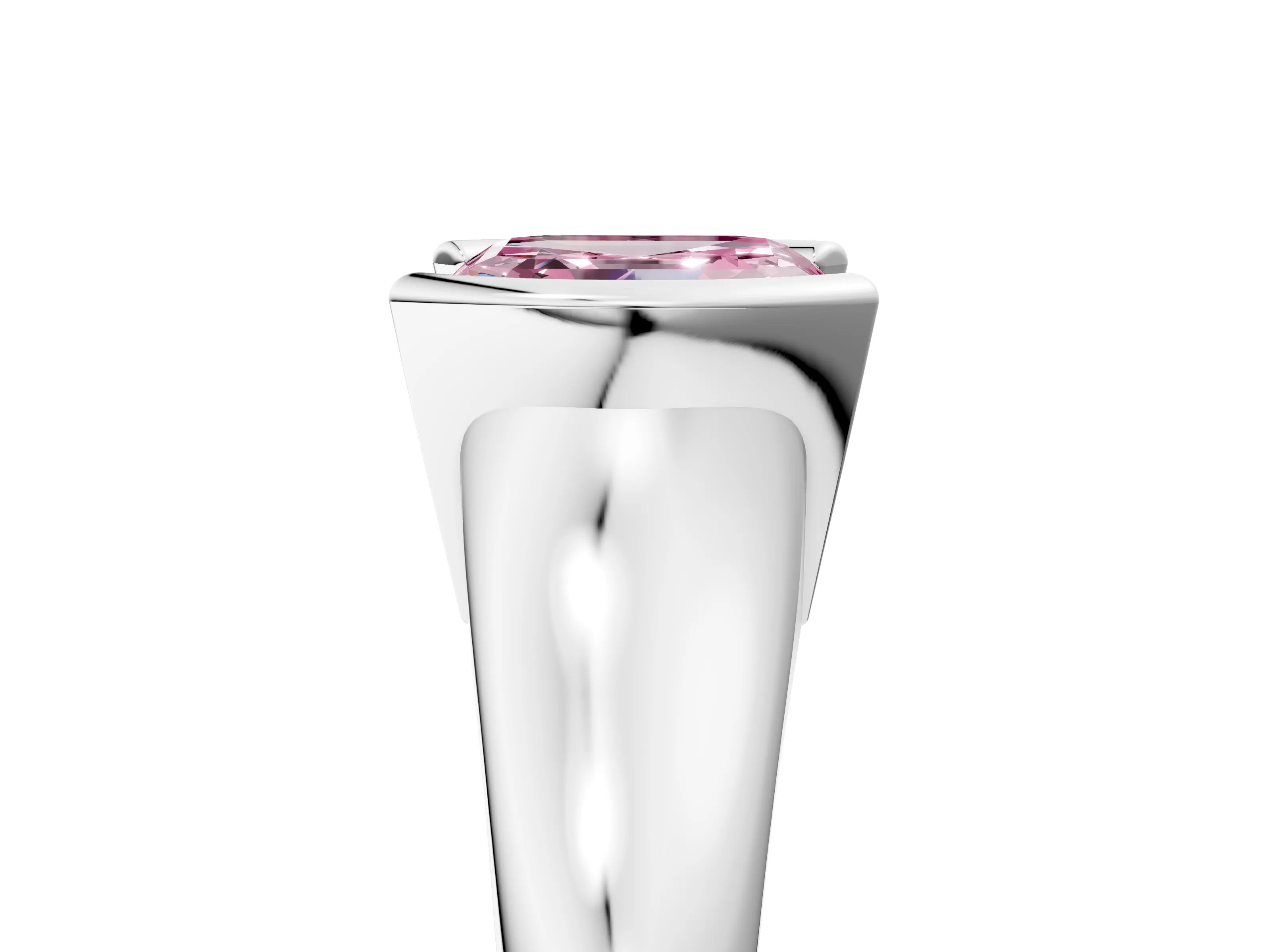 White gold Fancy Pink Asscher Cut Solitaire Tension Set Diamond Ring with Split Shank Band_29