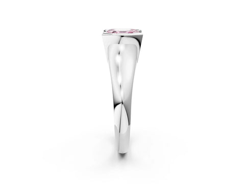 White gold Fancy Pink Asscher Cut Solitaire Tension Set Diamond Ring with Split Shank Band_2