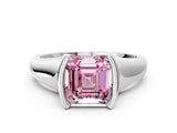 White gold Fancy Pink Asscher Cut Solitaire Tension Set Diamond Ring with Split Shank Band_36