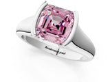 White gold Fancy Pink Asscher Cut Solitaire Tension Set Diamond Ring with Split Shank Band_37