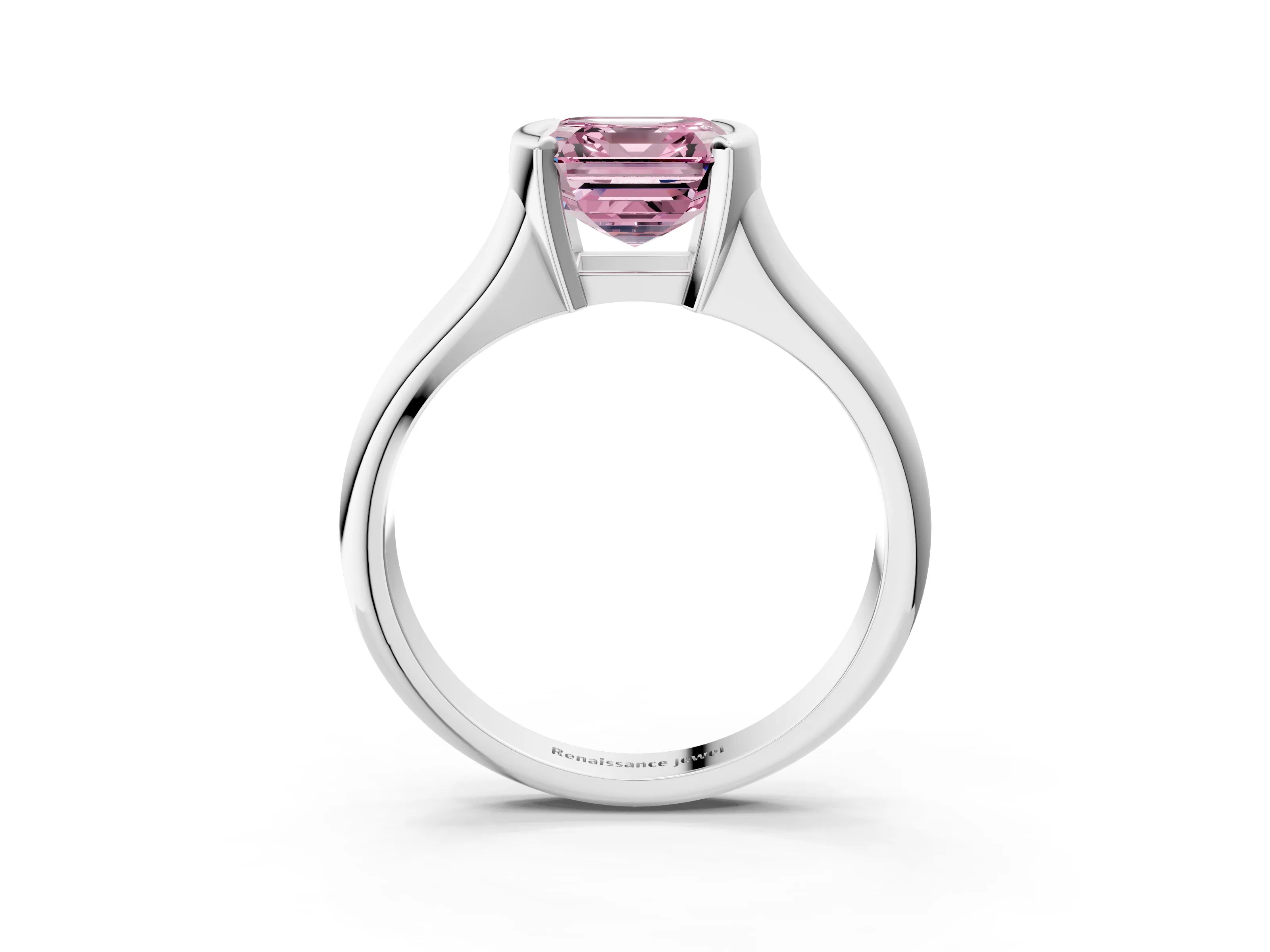 White gold Fancy Pink Asscher Cut Solitaire Tension Set Diamond Ring with Split Shank Band_3