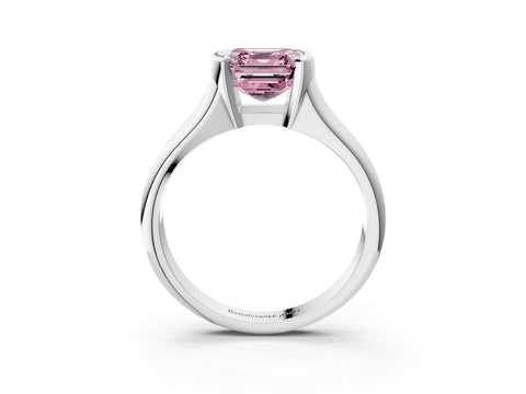 White gold Fancy Pink Asscher Cut Solitaire Tension Set Diamond Ring with Split Shank Band_3